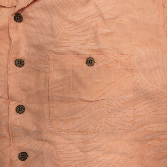 Joe Marlin Mens Peach Tropical Palm Print Hawaiian Button Shirt Orange Sz Large - Picture 4 of 8